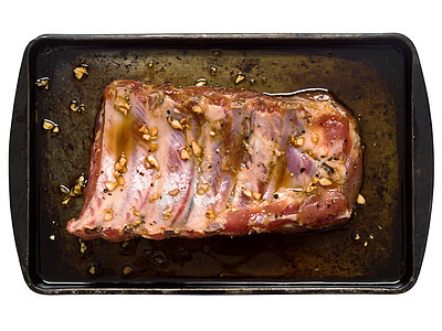 生锈的生海鲜猪肉肋骨架图片