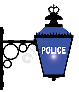 警察派出所 蓝光绘画艺术品英语插图建筑学车站安全警察局照明权威图片