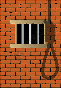 监狱牢房建筑砖墙细胞插图绳索红色窗户惩罚酒吧图片