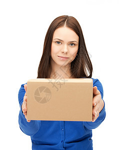 女商务人士送货箱女性礼物产品送货工人人士生意销售量惊喜包装背景图片