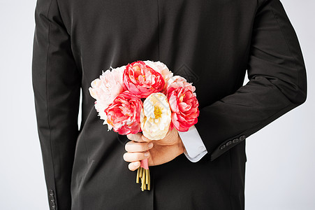 藏花束的人男朋友礼物玫瑰服务妈妈们周年问候语花朵男性婚礼图片