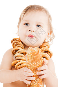 吃长面包的可爱小孩卫生碳水消化午餐男生童年化合物早餐孩子包子图片