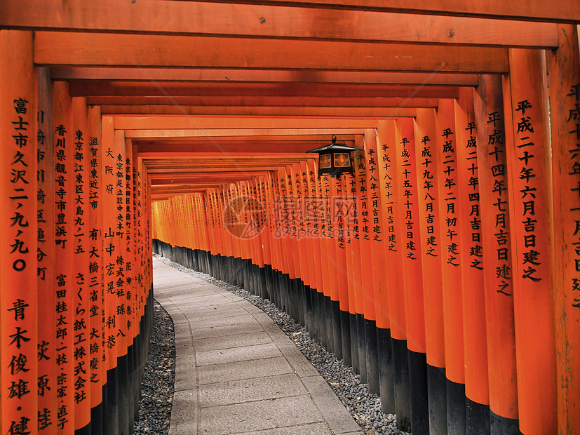 日本京都神社的托里伊寺庙旅游旅行橙子神社神道图片