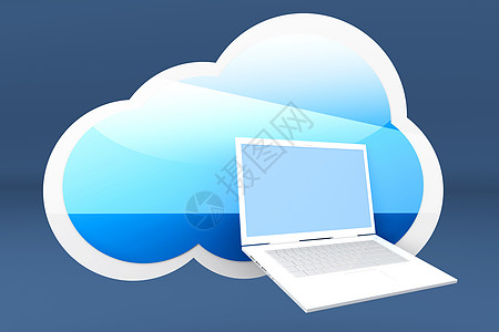云计算技术白色展示全球机动性云计算团体互联网笔记本监视器图片
