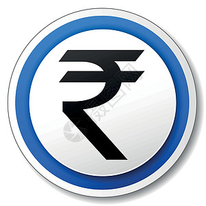 矢量卢比图标白色标识座右铭蓝色程式化阴影标签按钮网络货币背景图片
