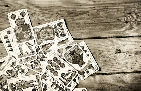 旧牌牌冒险棕褐色木头古董游戏背景图片