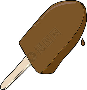 巧克力冰棒滴水棒冰卡通片冰淇淋甜点糖果可可食物棕色手绘图片
