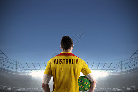 澳大利亚足球运动员的球手队运动服天空男人体育场国际计算机活动聚光灯球衣男性图片