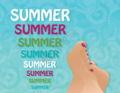 夏季背景女士海滩波纹身体海浪指甲脚趾热带游客药品图片