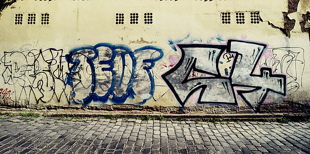 涂鸦路面字母街道艺术背景图片