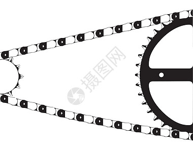 自行车链黑与白齿轮绘画艺术比率驱动牙齿力量插图驾驶图片
