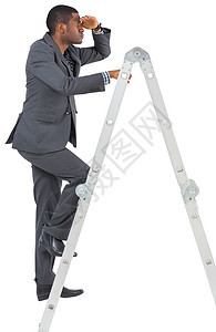 商务人士站在阶梯上观望进步商业黑色梯子男人商务男性搜索专注职业图片