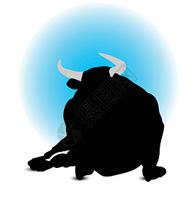 公牛休月绘画插图点燃艺术白色动物宠物奶牛黑色数字化背景图片