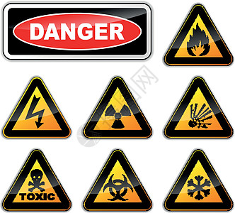 矢量危险标志电压按钮化学品激光放射性警报白色冒险三角形警告图片