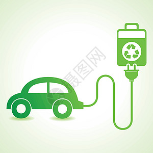 由生态电池概念充电的电动汽车图片
