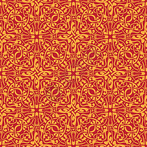 橙色无缝花纹花卉艺术墙纸装饰品插图丝绸壁纸图片