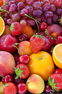 丰富多彩的新鲜果实食物水果蔬菜桃子柠檬李子营养生产橘子果味图片