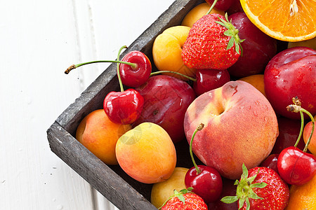 丰富多彩的新鲜果实食物水果果味蔬菜柠檬橘子桃子李子红色油桃图片