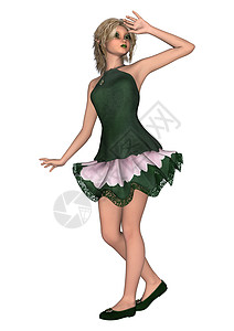小仙女金发女郎童话若虫小精灵女孩绿色魔法插图仙境精灵图片