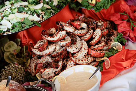 自助餐海鲜高端宴会的龙虾自助餐背景
