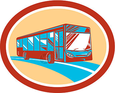 观光教练艺术品旅行椭圆形运输车辆公共汽车插图图片