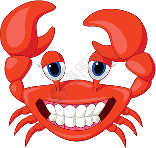 可爱螃蟹漫画海洋生物插图乐趣海洋吉祥物手势红色甲壳卡通片欢呼图片