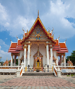 泰国寺金子场景天空文化祷告雕像佛教徒中心地标寺庙图片