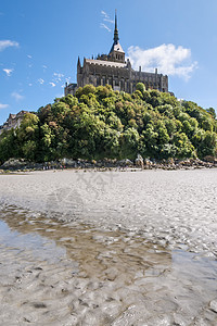 诺曼底圣米歇尔山宗教教会大教堂历史历史性天空城堡旅游岩石游客图片