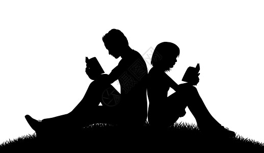 阅读者闲暇黑色女士插图小说专注夫妻男人图书图片