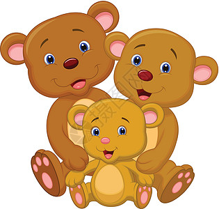 棕熊快乐卡通漫画家庭夫妻荒野乐趣母亲动物哺乳动物野生动物婴儿吉祥物幼兽图片