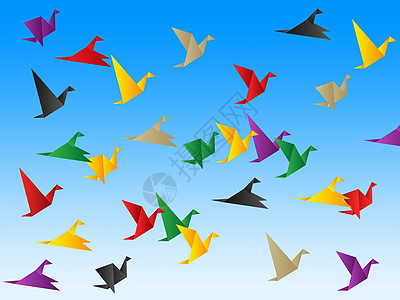 自由天空指示鸟群和逃逸者背景图片