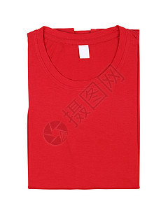 分离的折叠T恤衫针织品棉布小路内衣服装服饰红色纺织品衣服领口背景图片