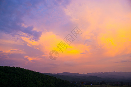 暮光和风景晴天绿色爬坡天空森林地球花园场地墙纸日落图片