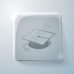 带有亮点的玻璃方形图标知识大学智慧教育庆典学校毕业帽帽子学习电脑图片