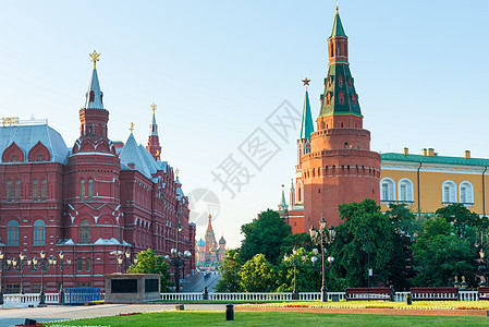 清晨莫斯科中央红广场的景象 在莫斯科中部图片