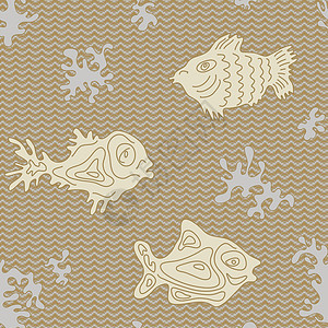 带鱼类的海洋矢量模式纺织品自然墙纸插图图案艺术织物假期像素打印图片