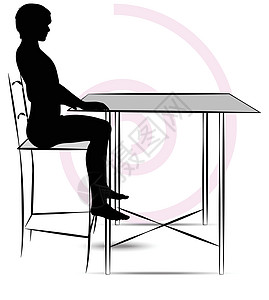 男人坐在桌子上男性餐桌图形午餐咖啡椅子黑色绘画饮食早餐图片
