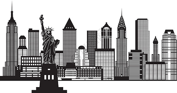 纽约市天线黑白插图(纽约)图片