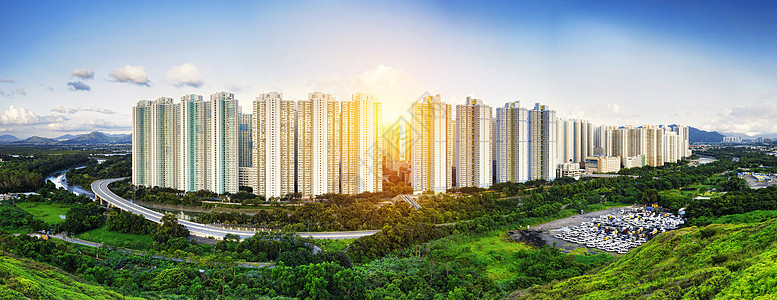 香港的公有财产建筑学高楼建筑多层日落城市旅行家庭住房不动产图片