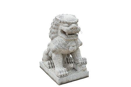 白色雕塑中国皇帝狮子雕像 白背景孤立无援文化宗教传统艺术建筑学白色监护人石头寺庙历史背景
