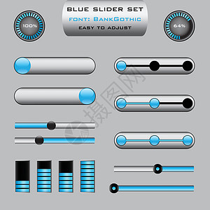 一套蓝色设计中的各种滑动条控件板 适合网络或演示文稿图片