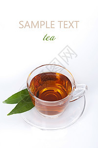 一杯茶树叶玻璃食品饮料叶子草药药品液体餐具飞碟图片