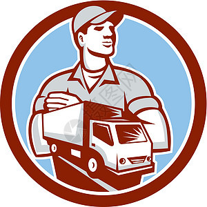 搬动执行员送货运输卡车男人圆圈货车移动男性工人搬运车图片