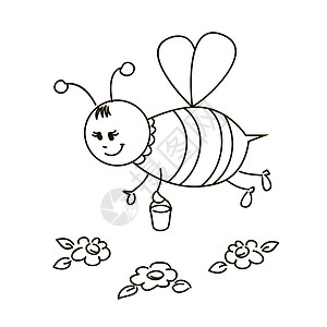 蜜蜂飞行草图大腹插图艺术品绘画艺术花朵动物蜂蜜图片