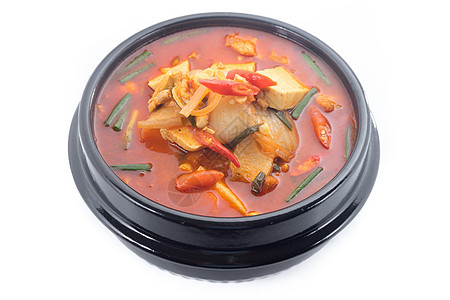 香菜炖肉 辣椒鸡尾酒 韩国菜料理 泡菜汤蔬菜食物猪肉烹饪美食白色豆腐蒸汽午餐红色图片