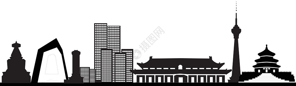 beajing 天线办公室城市插图黑色建筑物场景酒店房屋绘画天际图片