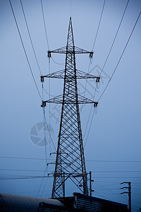 高压电压电缆金属电塔结构电源线力量建筑发电活力图片