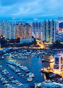 香港海滨顶峰建筑学商业旅游港口住宅市中心场景城市日落图片