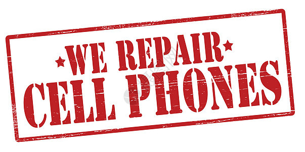 我们修理手机电话矩形补偿红色墨水维修星星鹅卵石橡皮背景图片