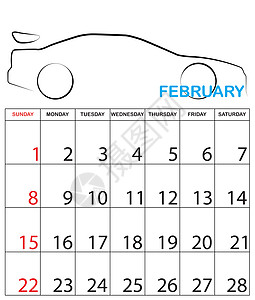 简单20152015年年度日历说明卡片商业日程数字时间插图规划师红色汽车日记图片